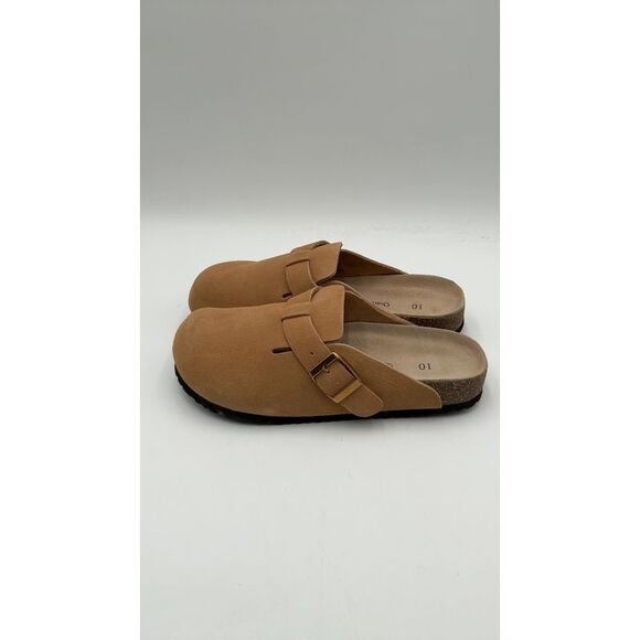 Quince Shoes - Quince Women Water Repellent Suede Clog Mule Tan 10